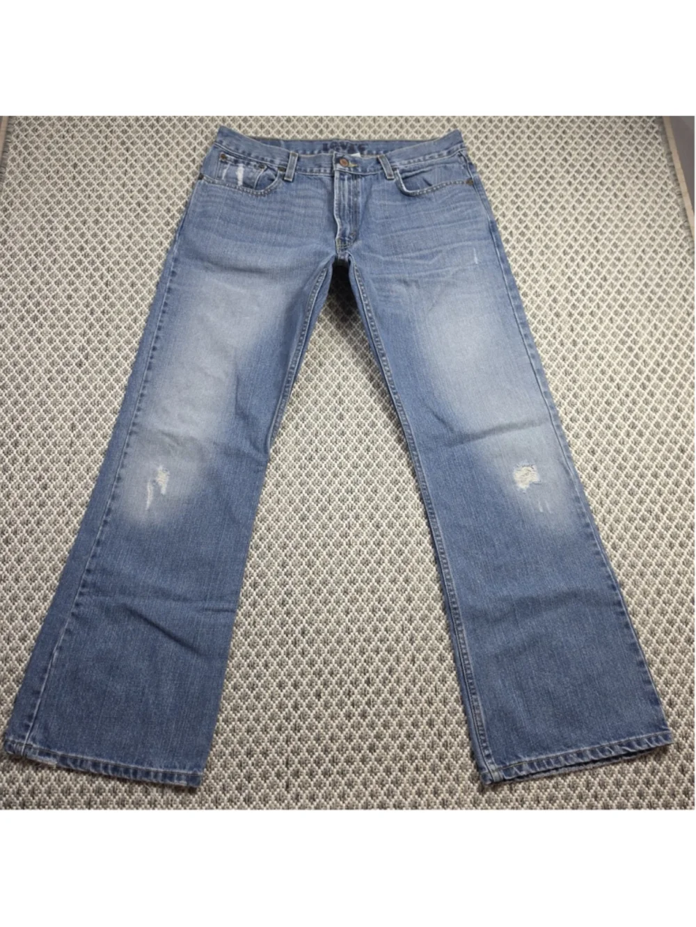 Levi’s 527 Low Boot Cut Jeans Men’s Light Wash Distressed Denim W34 L30